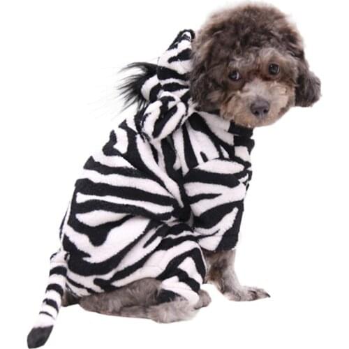 Pet Dog Halloween Costumes Cosplay Funny Winter Black And White Zebra Image Design Four Leg Flannel Clothes Dog Hoodies