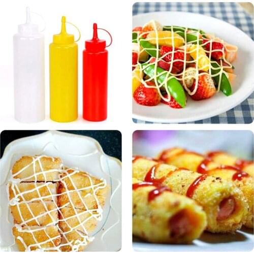 Squeeze Bottles Plastic Condiment Squeeze Squirt Bottles with Twist Caps Mustard Hot Sauces Olive Oil Storage Bottle