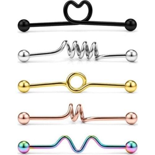 Love Heart Industrial Scaffold Piercing Bar Barbell Surgical Steel Anodised