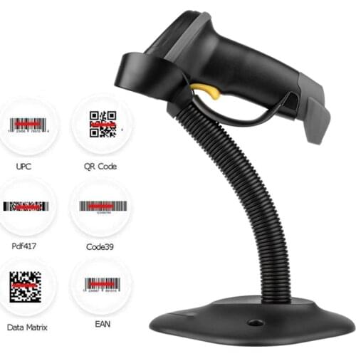 Holyhah A60D Wireless 2D Barcode Scanner with Stand Automatic Sensing Scanning QR Bar code Reader PDF417 for mobile payment