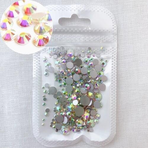 Mix Multi-size 2-5mm 5Gram/Bag Glass Rhinestones Colorful Non Hotfix Flatback Nail Rhinestoens For Clothes 3D Art Decoration