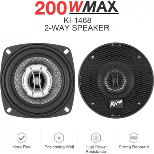 2pcs 4 Inch 200W Universal 2-Way Car Coaxial Speakers Audio Music Stereo Full Range Frequency Hifi for Auto Stereo Modified