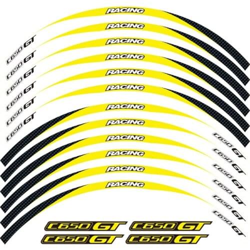 High quality 12 Pcs Fit Motorcycle Wheel decoration Sticker stripe Reflective Rim For BMW C650GT