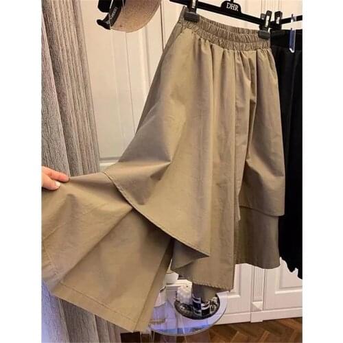 Y2k Elastic High Waist Irregular Skirts Women A-line Loose Double Ruffles Streetwaer Chic Skirts Ruffles Korean Harajuku Skirts