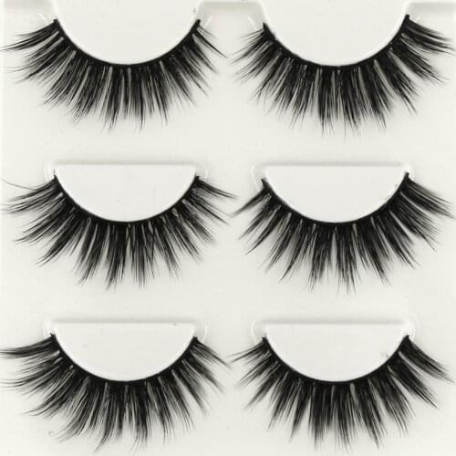 YOKPN 3 pairs Crisscross Curl 3D False Eyelashes Hand Made Cotton Thread Eye Lashes Makeup Tips Thick Long Fake Eyelash Tools