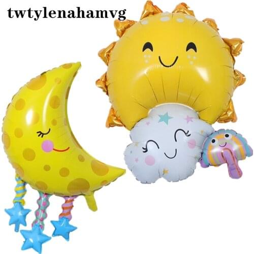 New Rainbow Family Color Moon Pendant Aluminum Foil Toy Balloon Outdoor Birthday Party Decoration Kid Cartoon Inflatable Gift