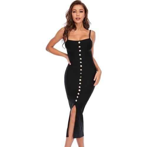 Women Summer Sexy Sleeveless Split Black Studded Long Bodycon Bandage Dress 2021 Elegant Evening Party Club Dress Vestidos