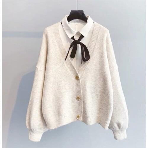 2021 Women Cardigans Winter Cashmere White Sweater New Year Sweater Chic Tops Womans Sweater Cardigans jersey knit Jumpers