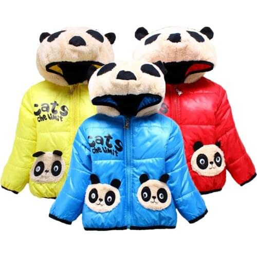 Winter Boys Jacket Cartoon Panda Cotton Warm Hooded Coats For Baby Boys Kids Outerwear Christmas present Children Clothing