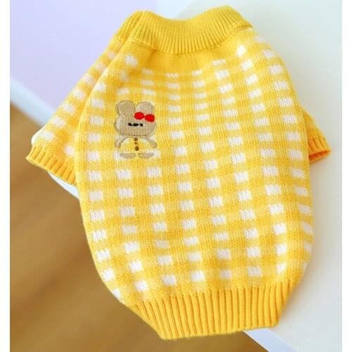 Winter Pet Clothes Warm Knitwear Classic Plaids Dog Sweater Soft Fleece Coat for Small Medium Large-Sized Chihuahua