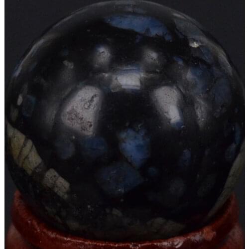 1.2") 30mm Natural Gemstone Blue Opal Fossil Stone Sphere Crystal Globe Ball Chakra Healing Reiki Stone Carving Crafts,Mineral