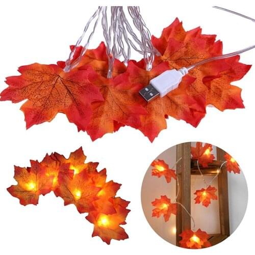 1.5M 10Lights Garland Led Fairy Lights Artificial Maple Leaves For Indoor Outdoor Garden Home Party Halloween Fireplace Harvest
