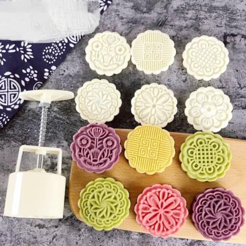 8pcs Hand Press Cookie Stamp Moon Cake Decor Mould Barrel Mooncake Mold 75g Pastry DIY Tool Mid-Autumn Festival
