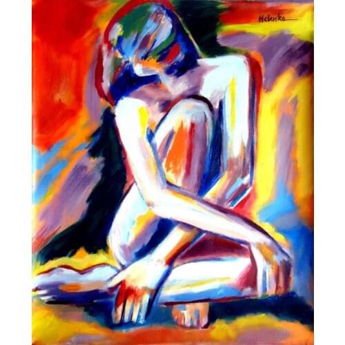 Abstract Hot Open Sexy Female Nude Long Hair Women Oil Painting on Wall
