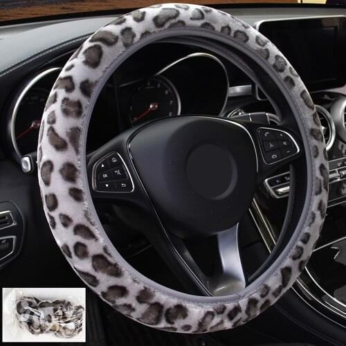 LEEPEE Interior Accessories Soft Warm Plush Car-styling Universal Steering Covers Car Steering Wheel Cover Elastic 37-38cm