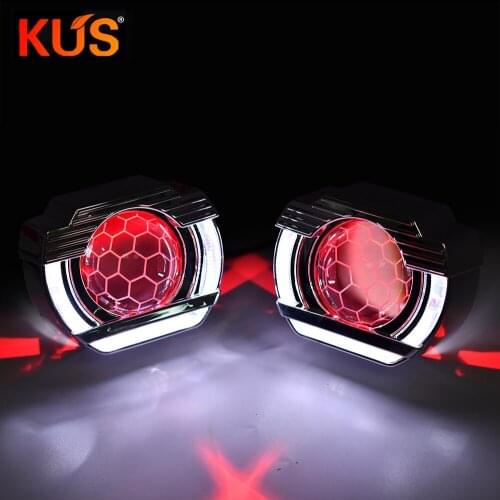 Car 8.0 Headlight Lenses LED Angel Eyes 2.5 Inch Bi-xenon Lens RGB Devil Eyes Projector H4 H7 H1 Car Lights Accessories Tuning