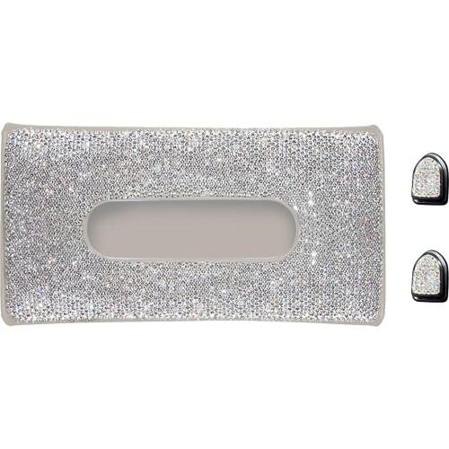 Car Tissue Holder Sun Visor Diamonds Backrest Napkin Box Shining Masks Hook