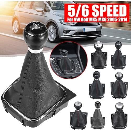 Car 5 6 Speed Leather Car Gear Shift Knob Stick Dust Cover For VW Golf MK5 MK6 Golf 5 6 Rabbit Jetta MK6 2010 2011-2014 Styling