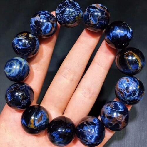Genuine Natural Blue Pietersite Big Round Beads Bracelet 18mm For Women Men Powerful Stretch Crystal Bracelet AAAA