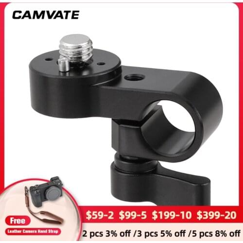 CAMVATE 15mm Single Rod Clamp Adapter Convert To 3/8"-16 Mounting Screw For DSLR Camera Cage Rod Support C2280