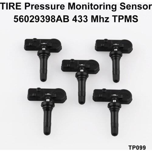 Tire Pressure Sensor TPMS Replacement for Jeep Wrangler JK Chrysler Dodge Ram Charger (5-Pack) 56029398AB 68142397AA