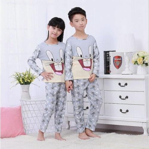 Childrens Pajamas Spring Long Sleeve T Shirt+Pant Sport Set Cartoon Animal Kid Pyjamas Boy Girl Baby Sleepers Sleepwear 3-14Y