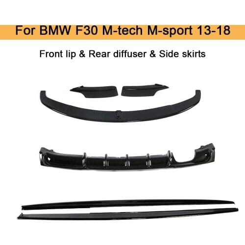 F30 Bodykit Car Rear Bumper Diffuser & Front Lip & Side Skirt for BMW 3 Series F30 M-tech M-sport 13 - 18 Gloss / Matte Black