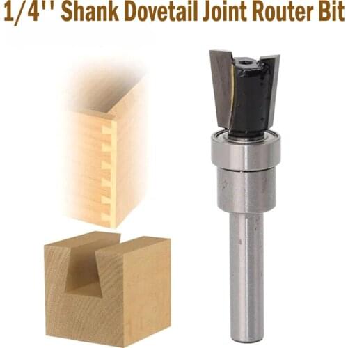 Router Bit 1/4" Shank Dovetail Knife with Shank Mounted Bearing Guide Milling Tools For Wood Woodworking