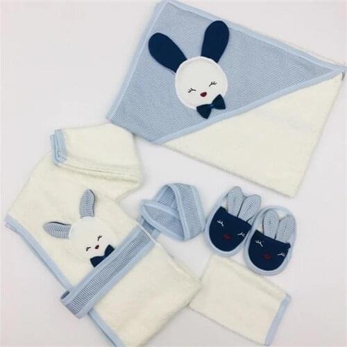 Jaju Baby Unisex Baby Bathrobe Set with Ear and Bunny