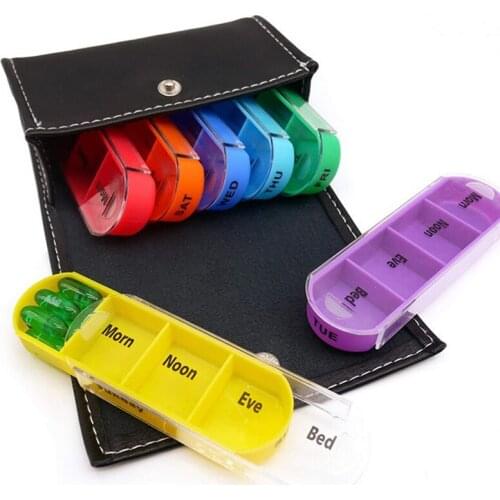 28 Grid Pill Box 7 Day Weekly Pillbox Storage Container Medicine Box Organizer Case Wallet Medicine Box Travel Case Balck/Brown