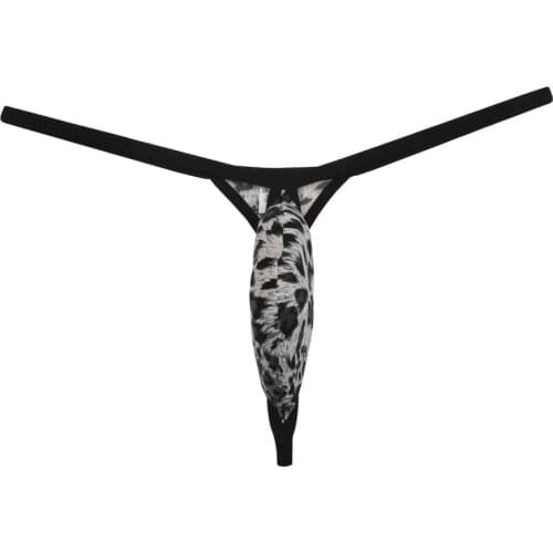 Leopard Pouch Underwear For Men Sexy Thongs Bikini G-strings Fashion Underpants Male T-back Elastic Men Shorts