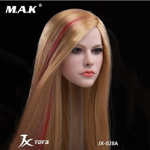 1/6 Scale Female Head Carved Singer Avril Ramona Lavign Pale Skin Head Sculpt Model for 12" PH Woman Action Figure Body Toy