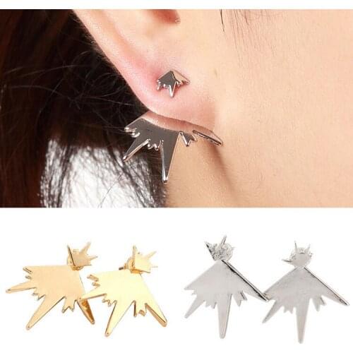 Fashion Simple Double Sided Gold Silver Geometric Irregularity Earrings For Women Triangle Stud Earrings Jewelry Wholesale