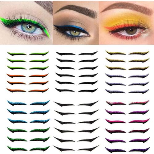 6 pairs Eyelid Line Stick Reusable Eyeliner Stickers Cat Eye Makeup Wing-Tip Sticker Kit Lazy Person Eyeliner Makeup Sticker NEW