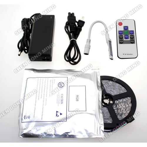 Changeable color RGB Led Strip set 60led/m 5050 flexible led lighting + 10 Key MINI RF Controller + power adapter + skin packing