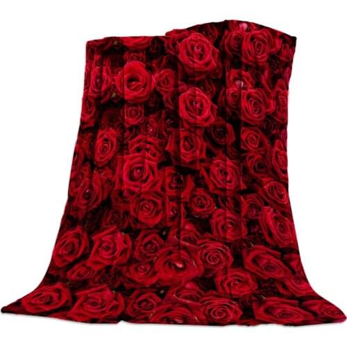 Red Rose Flower Rose Wall Throw Blanket Portable Soft Blanket for Sofa Microfiber Flannel Blankets for Beds