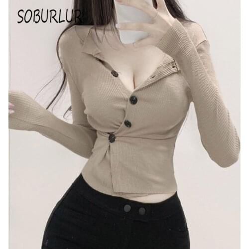 SOBURLUR 2021 Summer New Harajuku Chic Sexy Womens Blouses Tunics Light Blousas Crop Top Female Clothes Basic Shirt Korean Tops