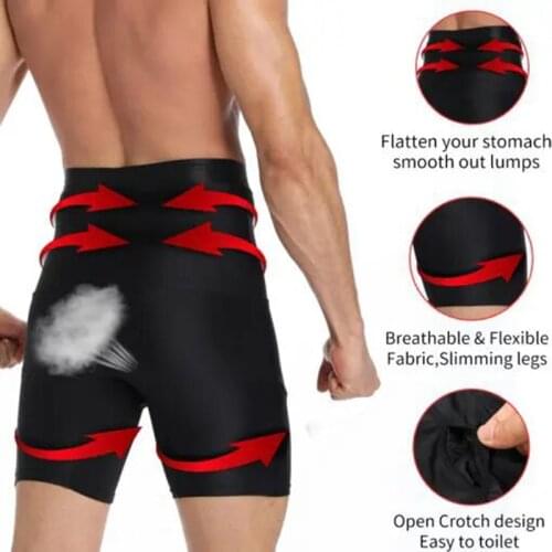 Newly Men Shapewear High Waist Tummy Leg Control Briefs Anti-Curling Slimming Body Shaper