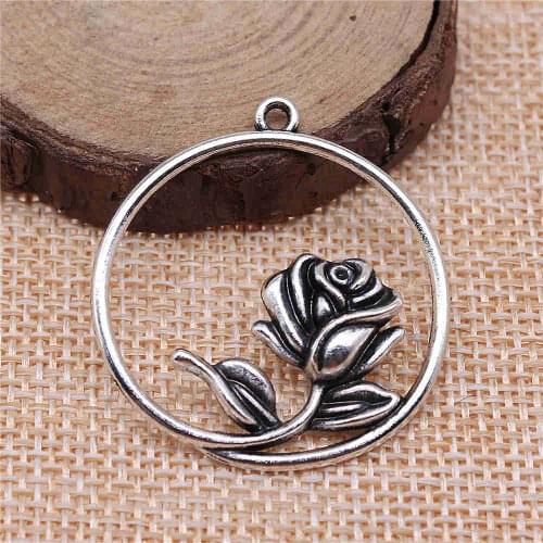 Jewelery Pendants Making Charms For Jewelry 8pcs Flower Charms 36x33mm Antique Silver Plated