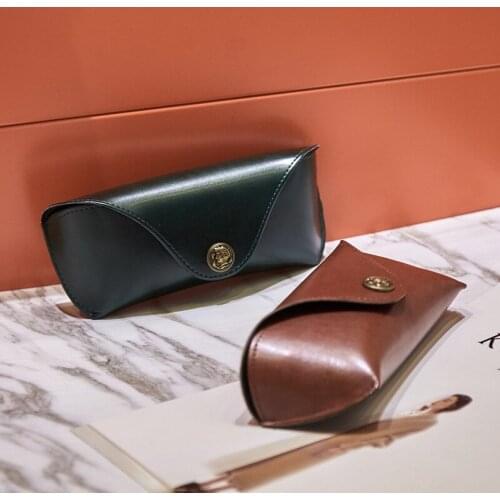 Simple Retro Handmade PU Soft Leather High-grade Lightweight Anti-stress Glasses Case High-quality Sunglasses Case