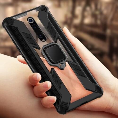 Shockproof Armor Case For Xiaomi Redmi K20 Pro Mi 9t 8 mi9t Case Ring Holder Transparent Clear Cover For Redmi Note 7 8 pro Case
