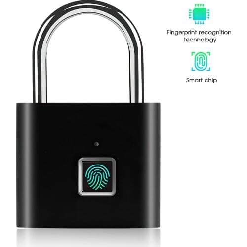 Fingerprint Padlock USB Charging Zinc Alloy 0.5sec Quick Unlock Biometrics Security Lock Portable Mini Keyless Smart Door Lock