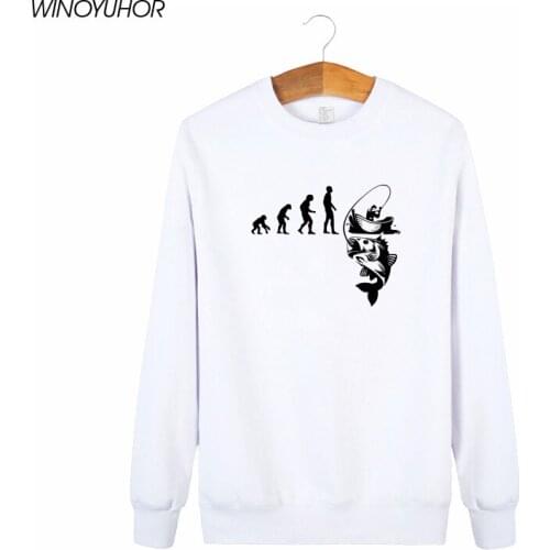 Evolution Fishinger Sweatshirts Men Fish Joke Fisherman Cotton Long Sleeve Tops Funny Gift Hoodies Camisetas Masculina