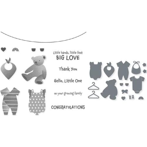 T84E Bear Seal Stamp with Cutting Dies Stencil DIY Scrapbooking Embossing Photo Album Decor Paper Card Craft