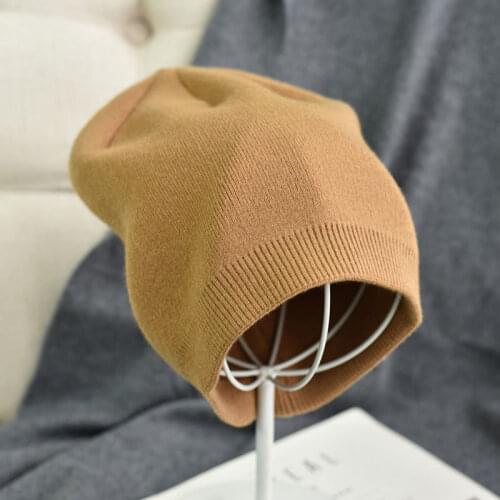 100% Wool Cashmere Knitted Beanies Thick Layer Cashmere Skullies Female Hat Knitted Warm Caps Unisex Skullies Beanie Warm Hat