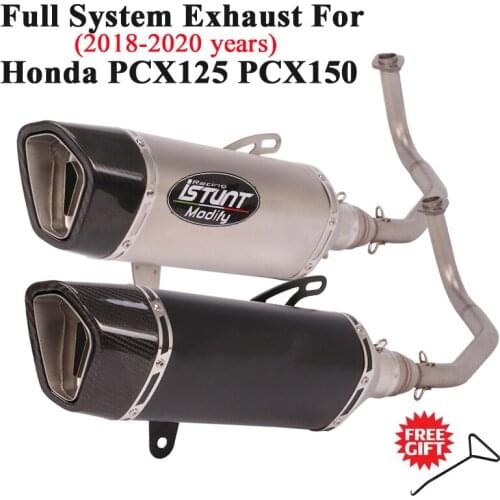 Full System Motorcycle Exhaust Escape For Honda PCX125 PCX150 PCX 125 150 Modify Front Link Pipe Carbon Fiber Muffler DB Killer