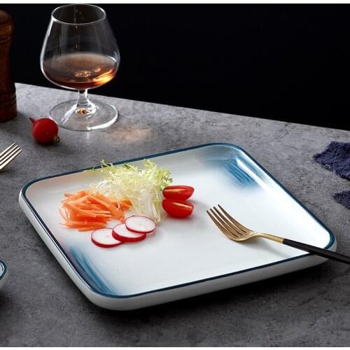 Japanese Ceramic Tableware Sifang Sushi Steak Plate Plate Personality Creative Restaurant Hotel Supplies Tableware