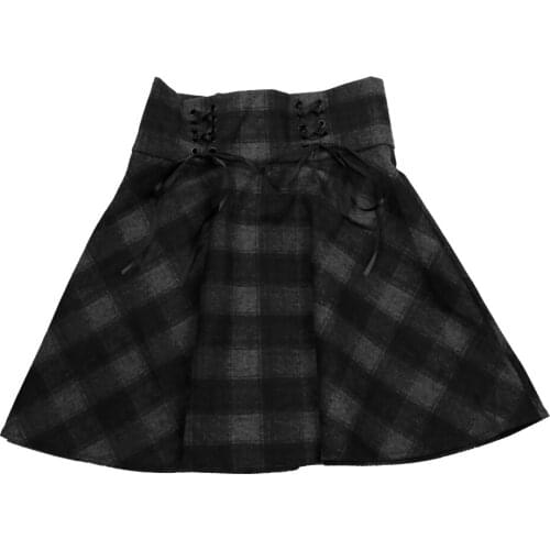 England Punk Womens Skirts Vintage Plaid Cross Skirts with PU Straps High Waist Skirts Female Sexy Casual Skirts New Ins