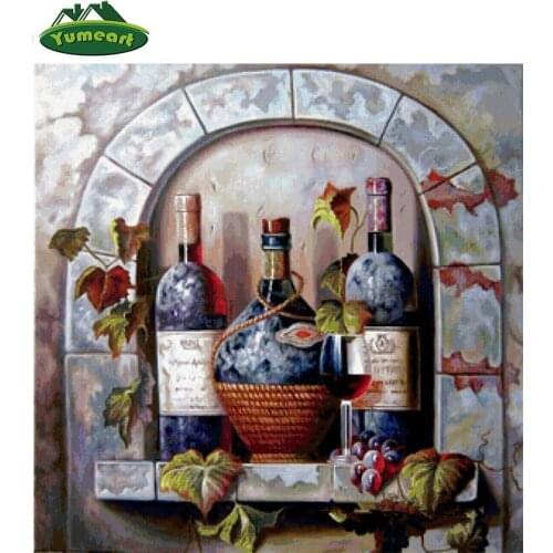 YUMEART 5D Diy Diamond painting kits windowsill of red wine diamond resinstone square diamond embroidery set unfinish decorative