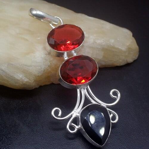 Gemstonefactory Jewelry Big Promotion Single Unique 925 Silver Rose Toapz Black Onyx Lady Women Necklace Pendant 20210121